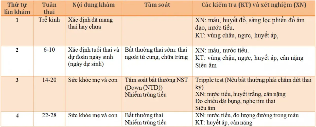 10 đợt khám thai định kỳ và những nội dung khám