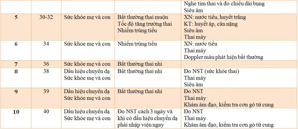 10 đợt khám thai định kỳ và những nội dung khám