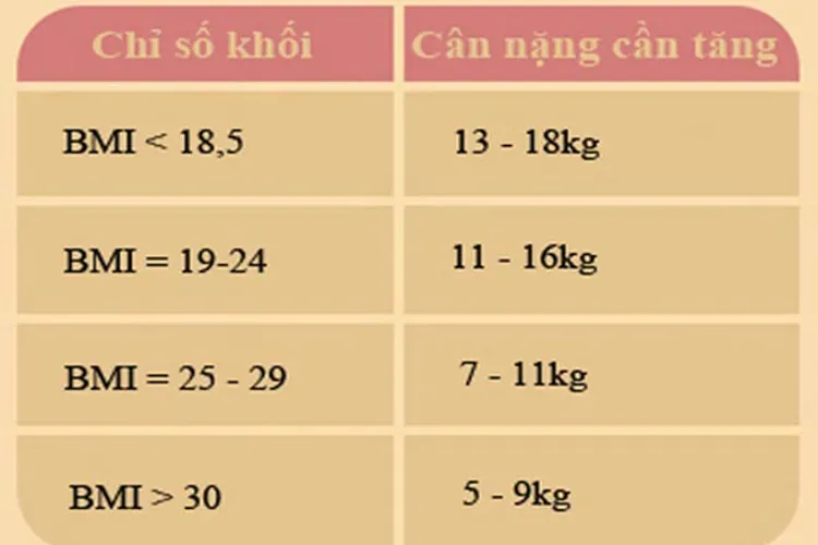 Chỉ số BMI cho phụ nữ mang thai và mức tăng cân tiêu chuẩn