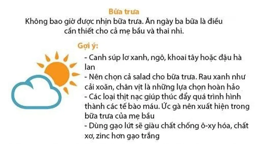 Gợi ý thực đơn bữa sáng, trưa, tối chuẩn cho mẹ bầu