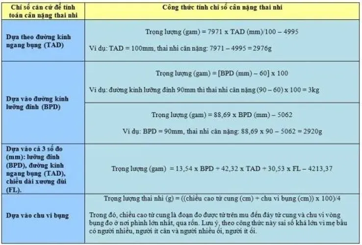 Hướng dẫn mẹ bầu cách tự tính chỉ số cân nặng thai nhi